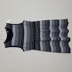 isaac Mizrahi Black & White Sleeveless Stretch Dress Size M